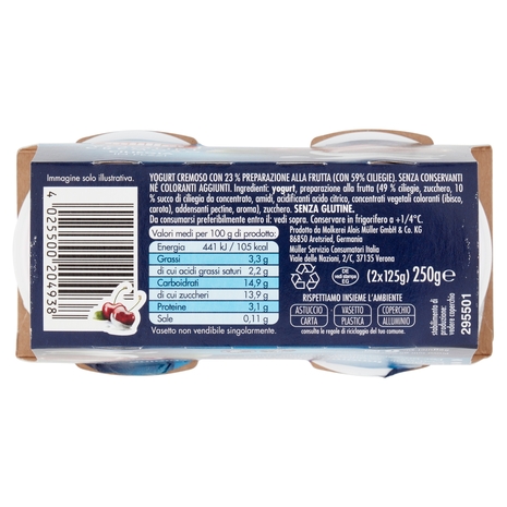 Yogurt Cremoso Ciliegia in Pezzi, 2x125 g